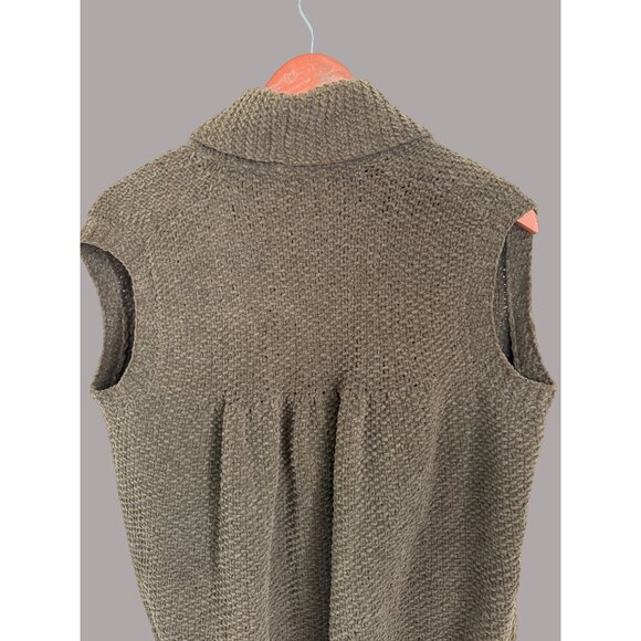 Vintage Cathy Waterman Handknit Sleeveless Cardigan Vest Brown Wool Blend - Picture 7 of 8